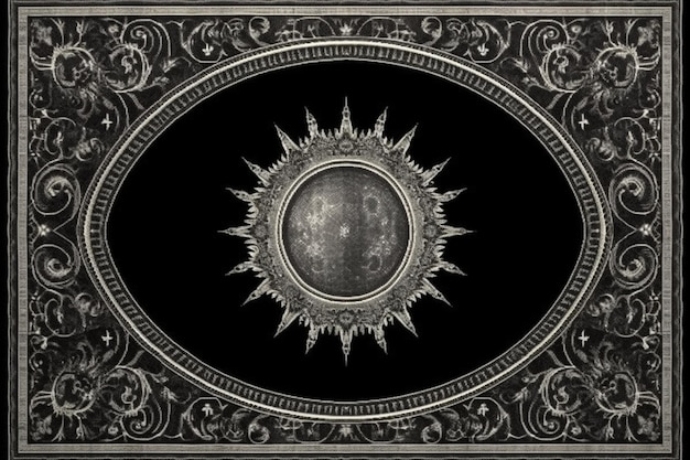 Ein schwarz-goldener Bilderrahmen mit der Aufschrift „The Sun“ in der Mitte.