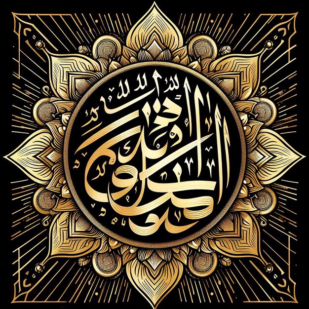 ein schwarz-goldenes Muster mit einer arabischen Kalligraphie