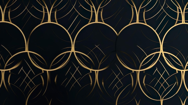 Ein schwarz-golder Hintergrund mit Kreisen im japanischen Stil