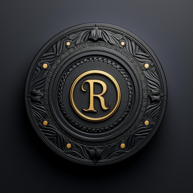 ein schwarz-goldes Logo mit einem goldenen Buchstaben "r".