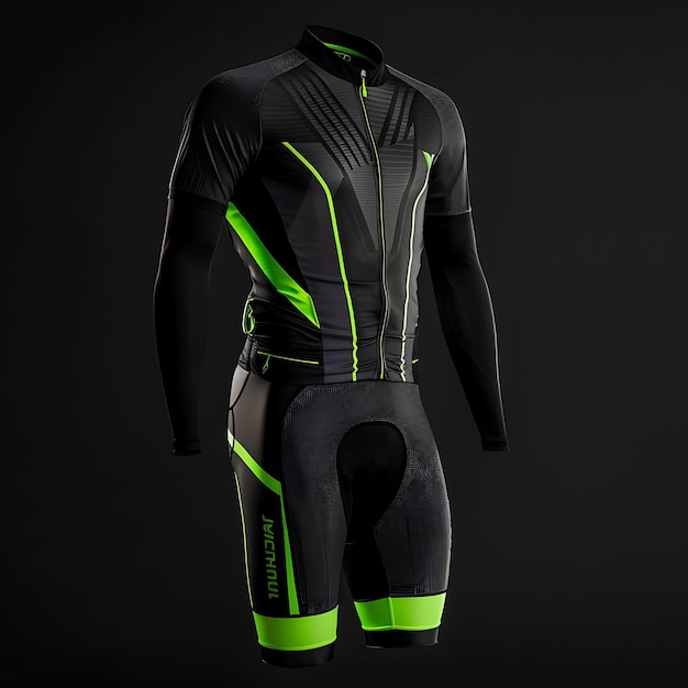 ein schwarz-grüner Wetsuit mit dem Wort s auf der Vorderseite