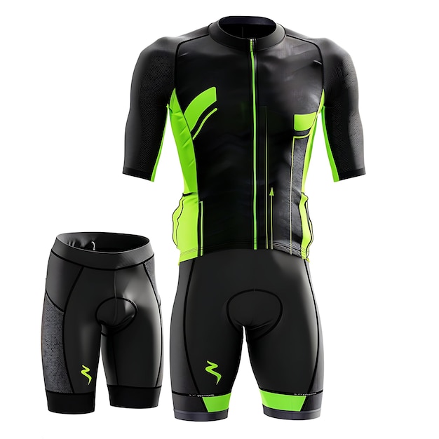 ein schwarz-grünes Outfit mit einem grün-schwarzen Design
