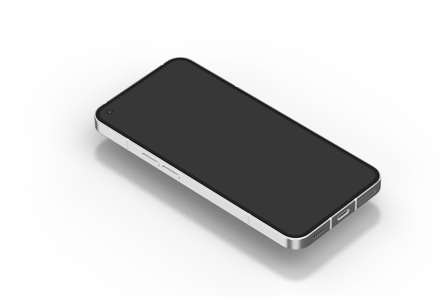 Ein schwarz-silbernes Handy mit dem Wort Smart auf dem Bildschirm.
