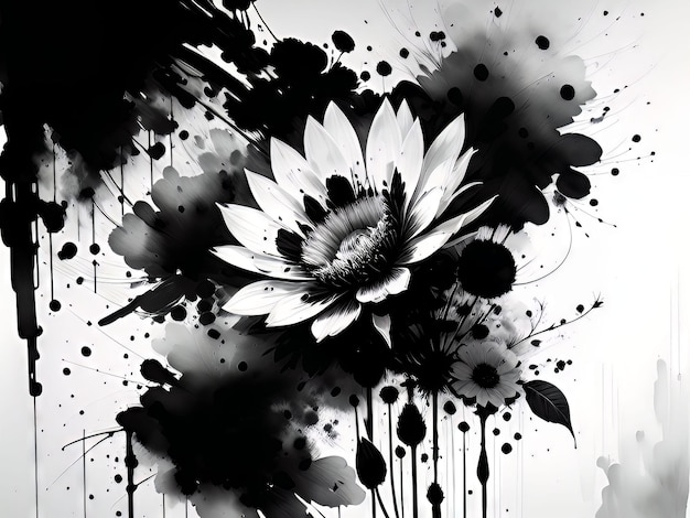 Ein Schwarz-Weiß-Bild einer Blume mit dem Wort darauf