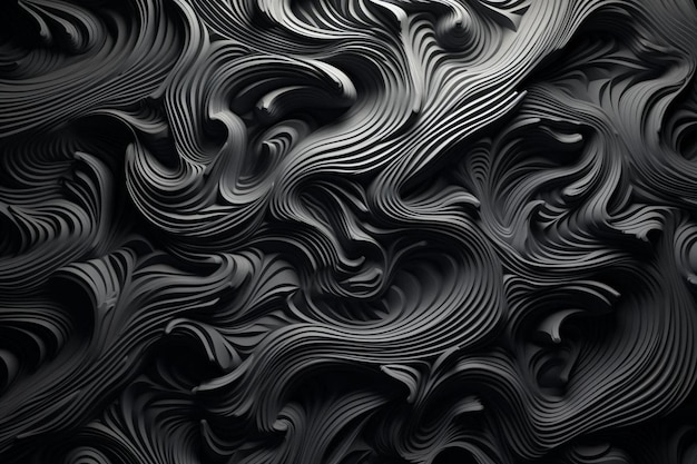 ein Schwarz-Weiß-Bild einer schwarz-weißen Wand mit einem Wellenmuster.