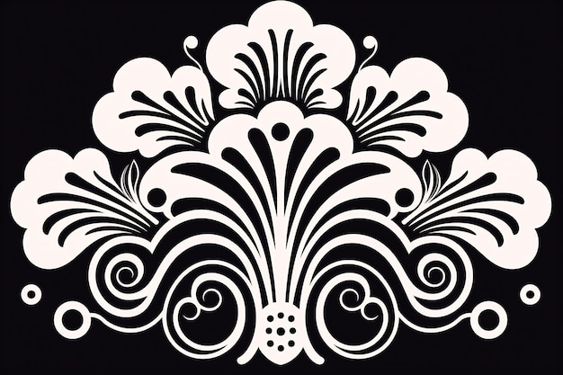 ein Schwarz-Weiß-Bild eines Designs mit einer weißen Blume.