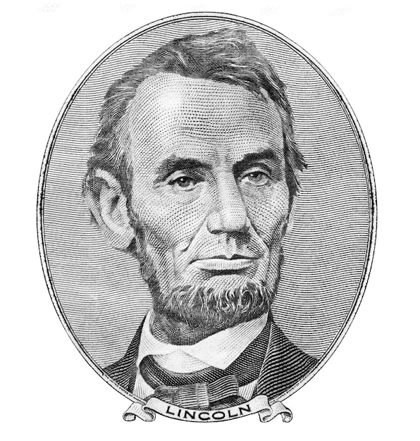 Ein Schwarz-Weiß-Bild eines Lincoln mit dem Wort Lincoln darauf.