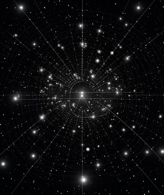 Ein Schwarz-Weiß-Bild eines Sternfeldes mit vielen Sterne generative ai