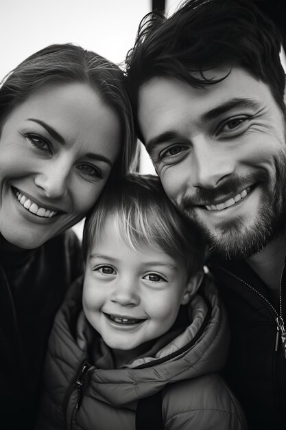 Foto ein schwarz-weiß-foto einer familie