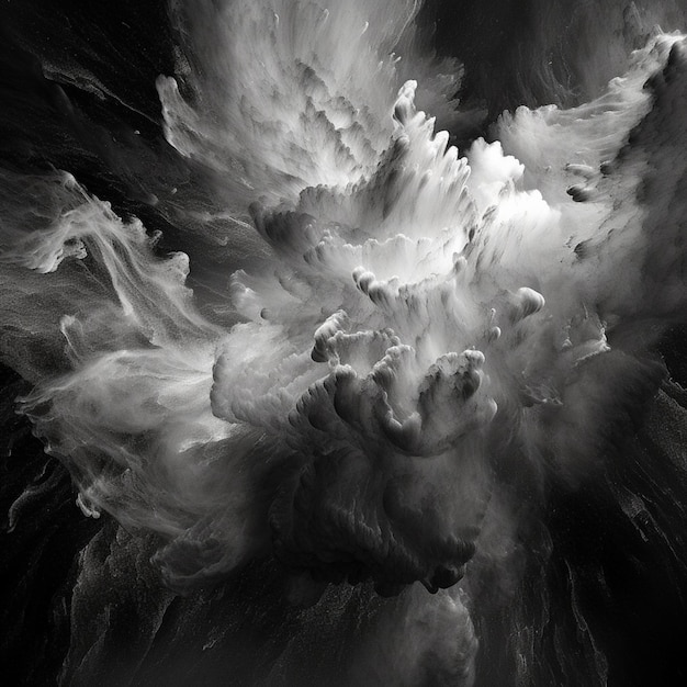 Ein Schwarz-Weiß-Foto einer Rauchwolke generativer KI