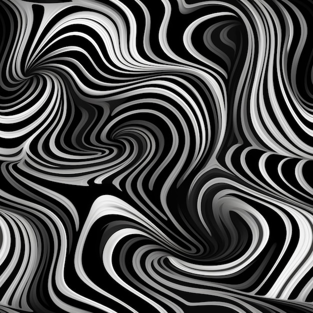ein schwarz-weißer abstrakter Hintergrund mit welligen Linien generativ ai