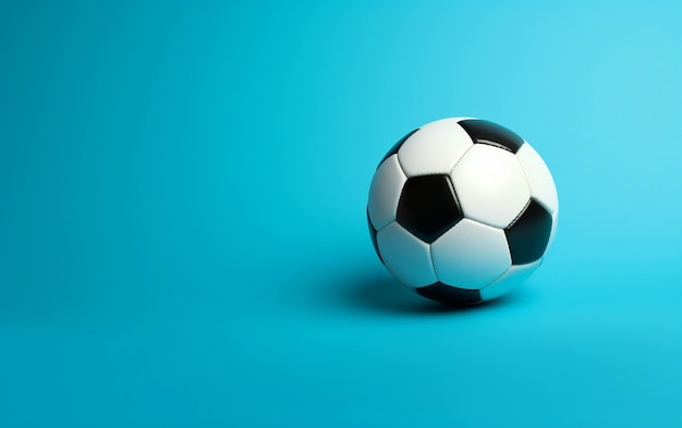 Ein schwarz-weißer Fußball auf blauem Hintergrund Ai