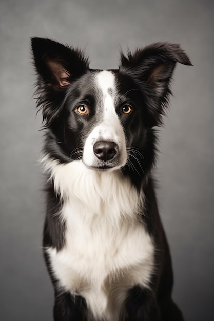 ein schwarz-weißer Hund mit einem breiten Lächeln