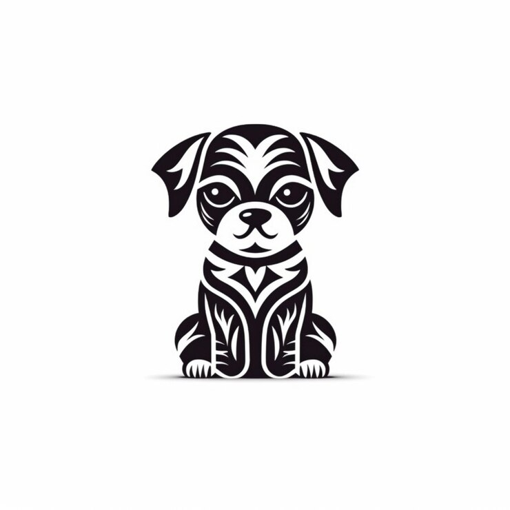 Foto ein schwarz-weißer hund mit stammesmustern im gesicht, generative ki