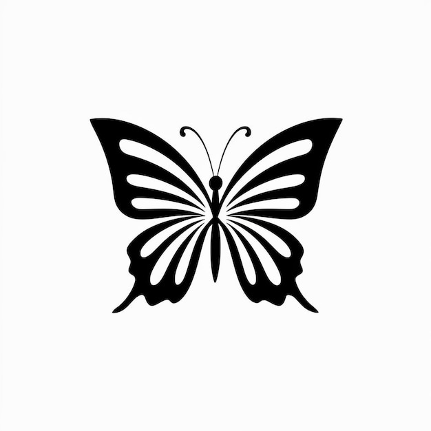 ein schwarz-weißer Schmetterling mit weißem Hintergrund