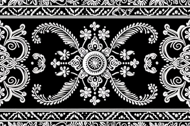 ein schwarz-weißes Bild eines Designs mit einem kreisförmigen Muster