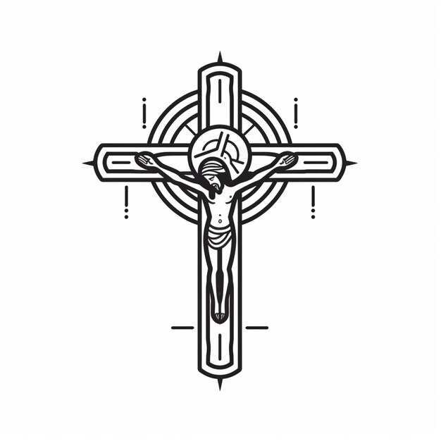 Foto ein schwarz-weißes bild eines kreuzes mit jesus darauf generative ai