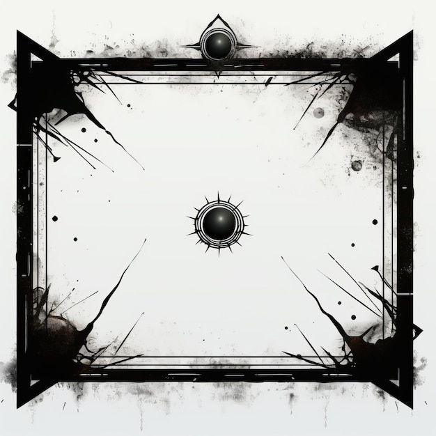 ein schwarz-weißes Bild eines quadratischen Rahmens mit einem Loch darin