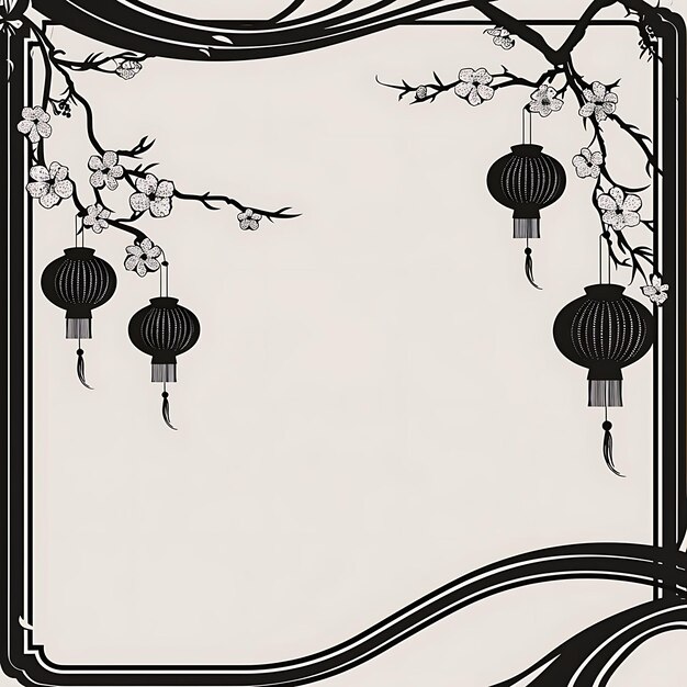 Foto ein schwarz-weißes bild von chinesischen laternen mit der zahl 7 darauf