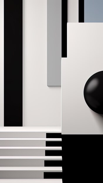 Foto ein schwarz-weißes foto eines kunststücks mit einem schwarzen objekt in der mitte