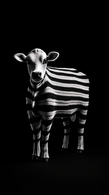 ein schwarz-weißes Foto eines Zebras mit Streifen