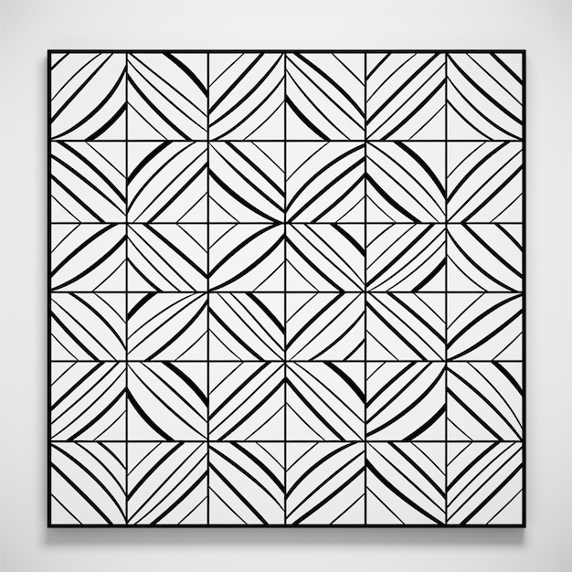 ein schwarz-weißes Gemälde eines geometrischen Musters an einer Wand