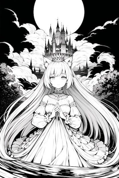 Ein schwarz-weißes Manga-Cover eines Mädchens mit einer Krone auf dem Kopf.
