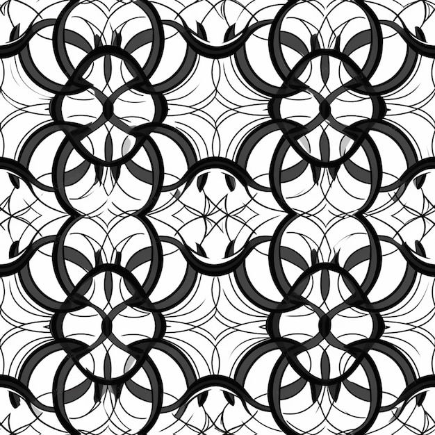 Ein schwarz-weißes Muster mit generativen Kreisen und Linien