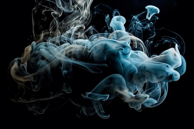 Ein schwarzer Hintergrund mit blauem Rauch und dem Wort Rauch darauf