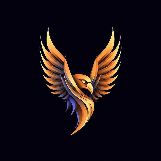 ein schwarzer Hintergrund mit einem gelben Vogel mit einem Flügel, auf dem „v“ steht.
