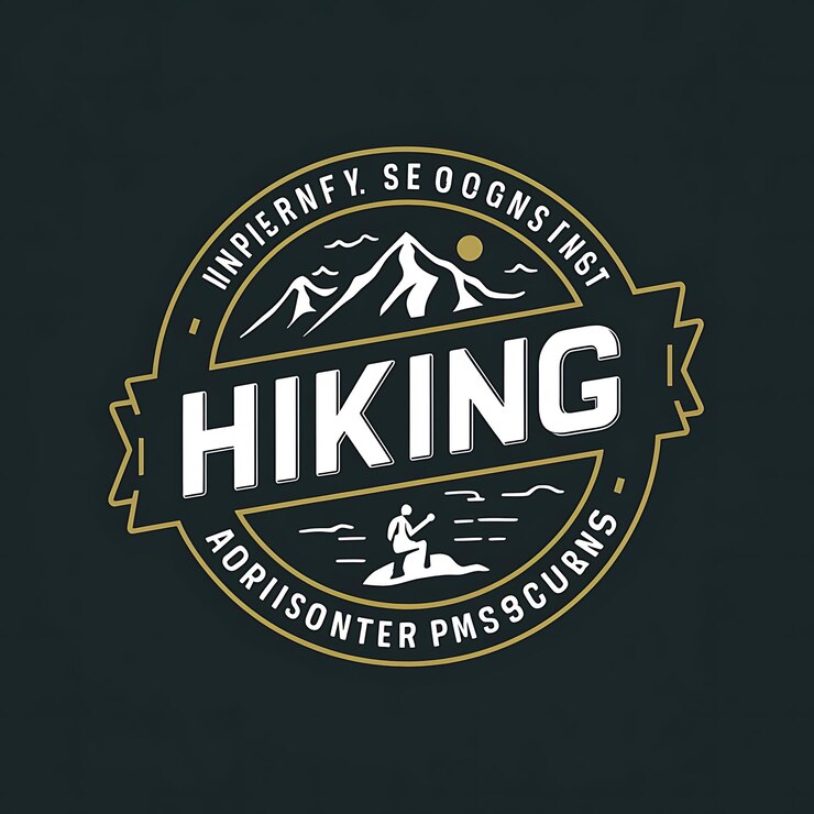 Foto ein schwarzer hintergrund mit einem logo für einen wanderweg