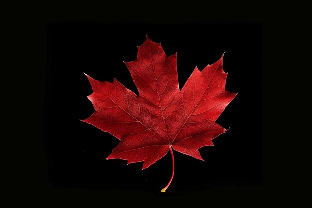 Ein schwarzer Hintergrund mit einem roten Blatt, auf dem das Wort Kanada steht