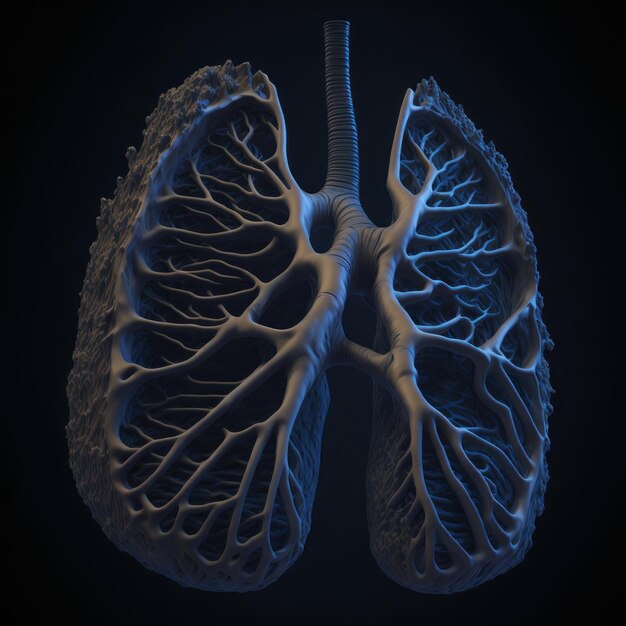 Ein schwarzer Hintergrund mit einer Zeichnung einer Lunge