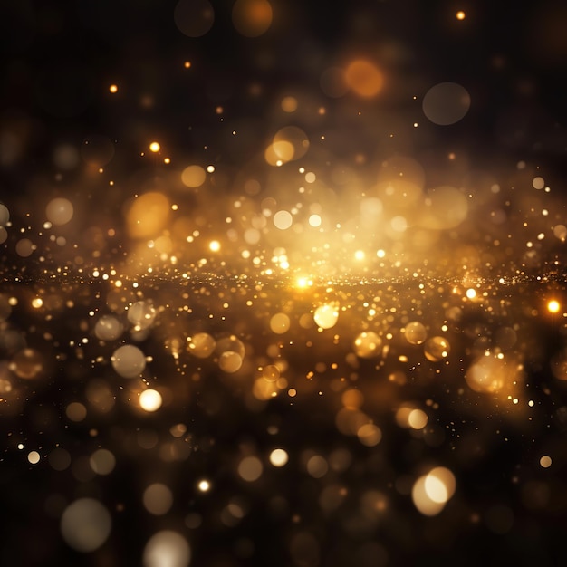 Ein schwarzer Hintergrund mit goldenen Bokeh-Lichtern