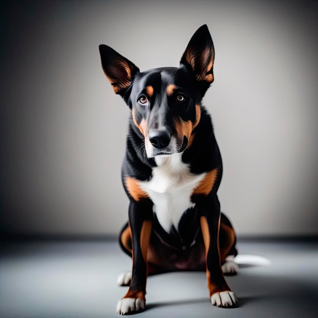 Ein schwarzer Hund mit Schnauze stellt Disziplin dar