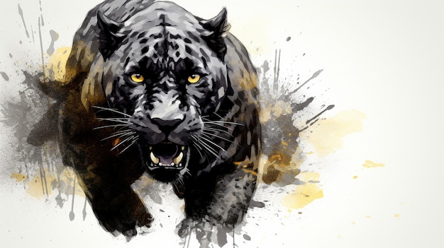 Ein schwarzer Panther, gemalt im impressionistischen Stil