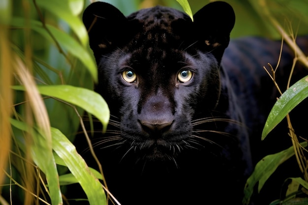 Foto ein schwarzer panther im dschungel