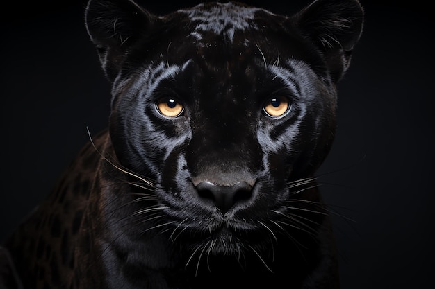 Foto ein schwarzer panther mit gelben augen