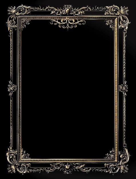 ein schwarzer Rahmen mit einem goldenen Design