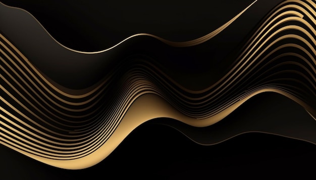 Ein schwarzer und goldener Hintergrund mit einem schwarzen Hintergrund und einem goldenen Design.
