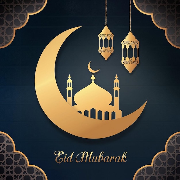 ein schwarzer und goldener Hintergrund mit einer Moschee und einer Moschee