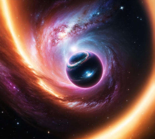 Ein schwarzes Loch im Universum mit einem schwarzen Loch in der Mitte.