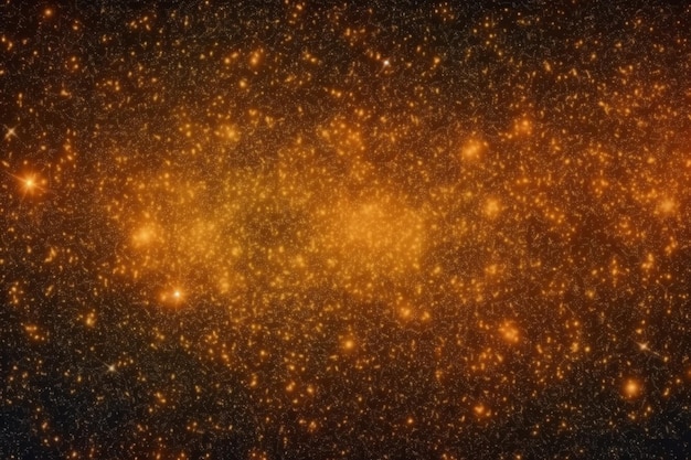 Ein schwarzes Loch im Weltraum ist von orangefarbenen Sternen umgeben.