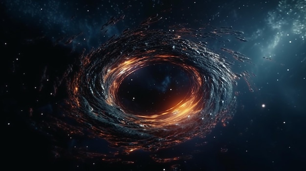 Ein Schwarzes Loch im Weltraum mit einem Nebel in der Mittegenerative KI