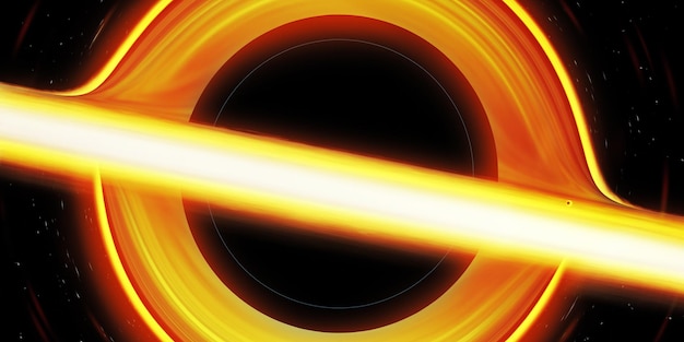Ein Schwarzes Loch strahlt aus nächster Nähe Hawking-Strahlung aus. Der Ereignishorizont eines Schwarzen Lochs. Verdrehte Schwerkraft