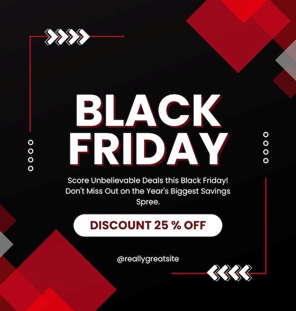ein schwarzes Poster mit schwarzem Hintergrund, auf dem steht Black Friday