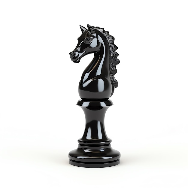 ein schwarzes Schachstück mit einem Pferdekopf