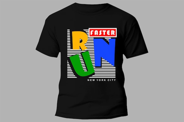 Ein schwarzes T-Shirt mit der Aufschrift „Schneller laufen“.