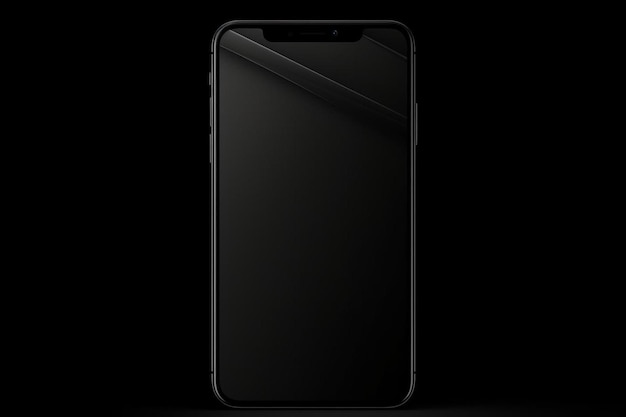 ein schwarzes Telefon mit einem schwarzen Hintergrund, auf dem „iPhone“ steht.