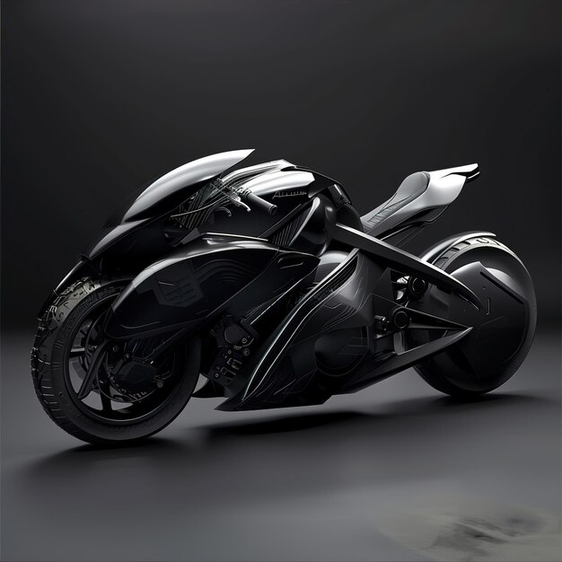 ein schwarzes und silbernes Motorrad mit dem Wort das Wort auf der Seite